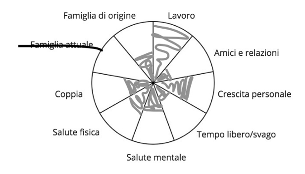 Ruota della vita compilata: esempio del giovane uomo